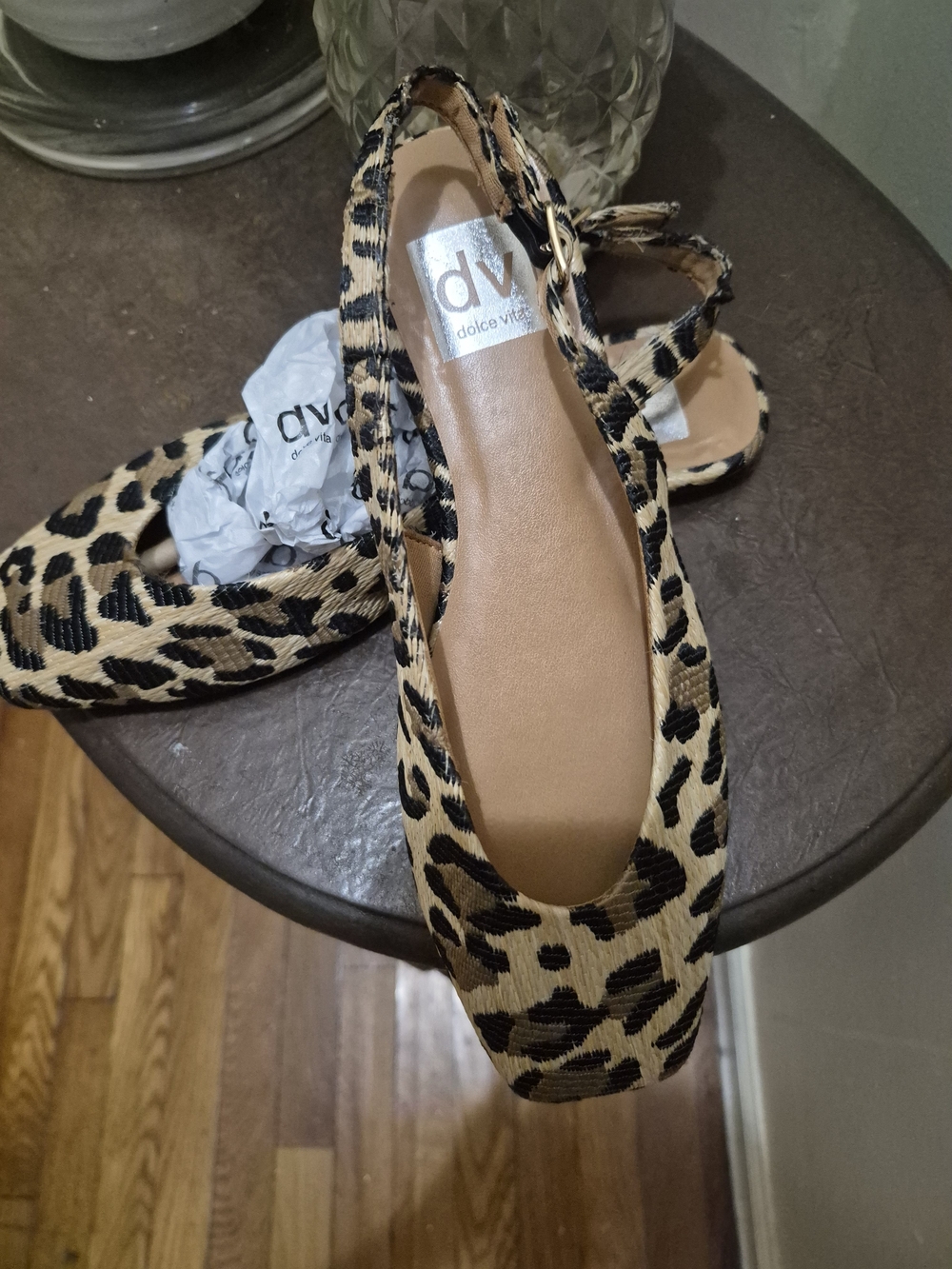 Dolce Vita Leopard Print Slingback Flats - Tan and Black